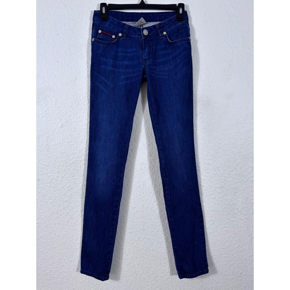 Moods of Norway Skinny Jeans Women 25 Blue Dark Wash Low Rise Stretch Denim